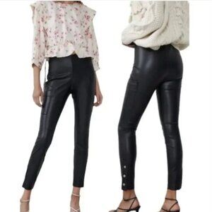Zara Faux Leather Cargo Pants Sz M